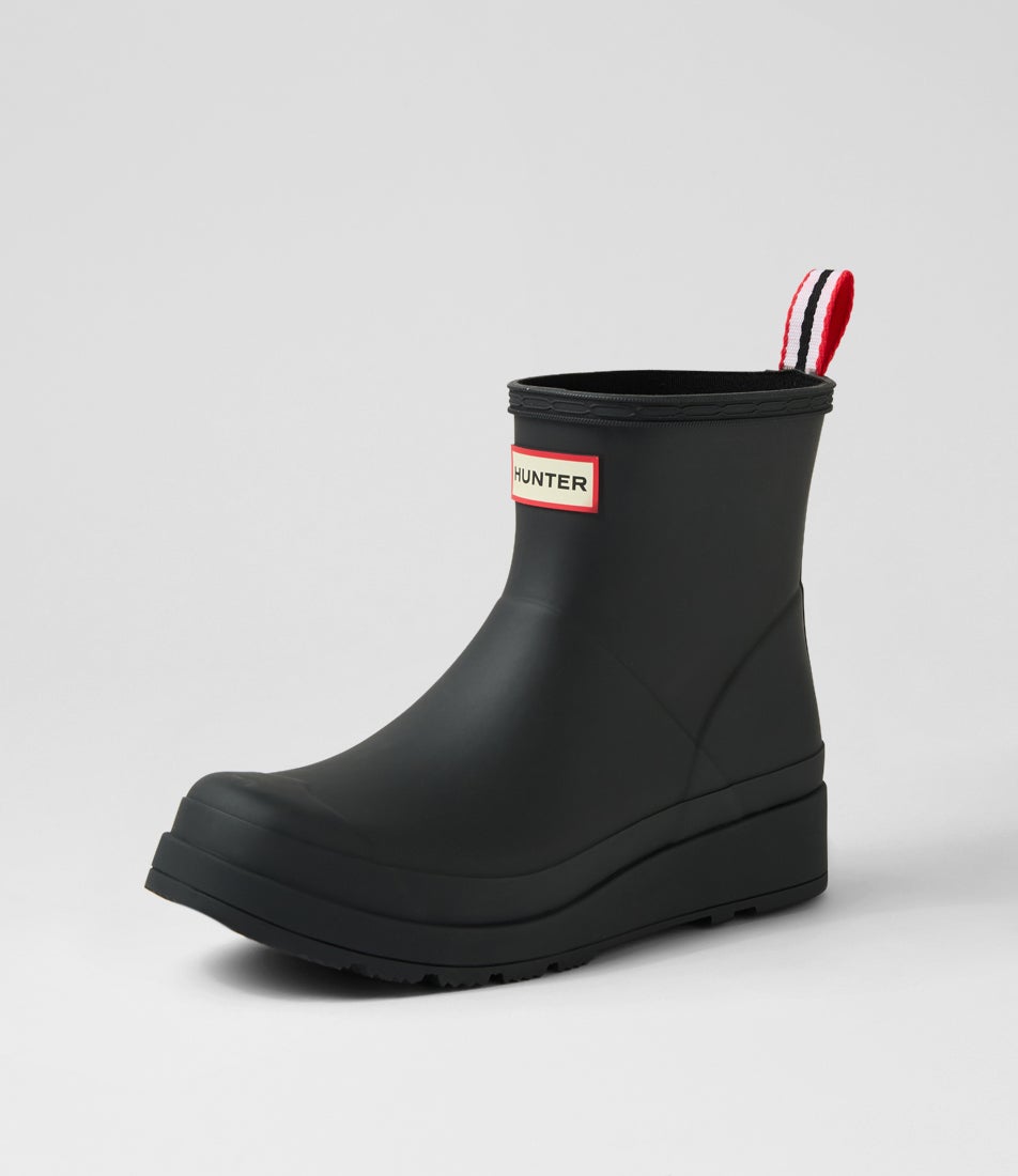 Play Short Black Rubber Ankle Boots
