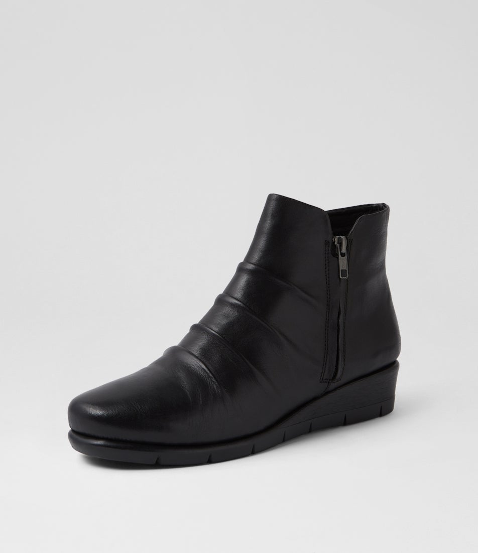 Maxie Black Leather Ankle Boots