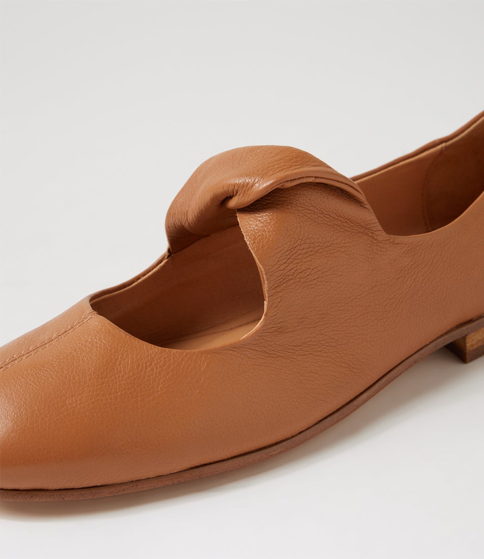 Ioyce Dark Tan Leather Flat Shoes