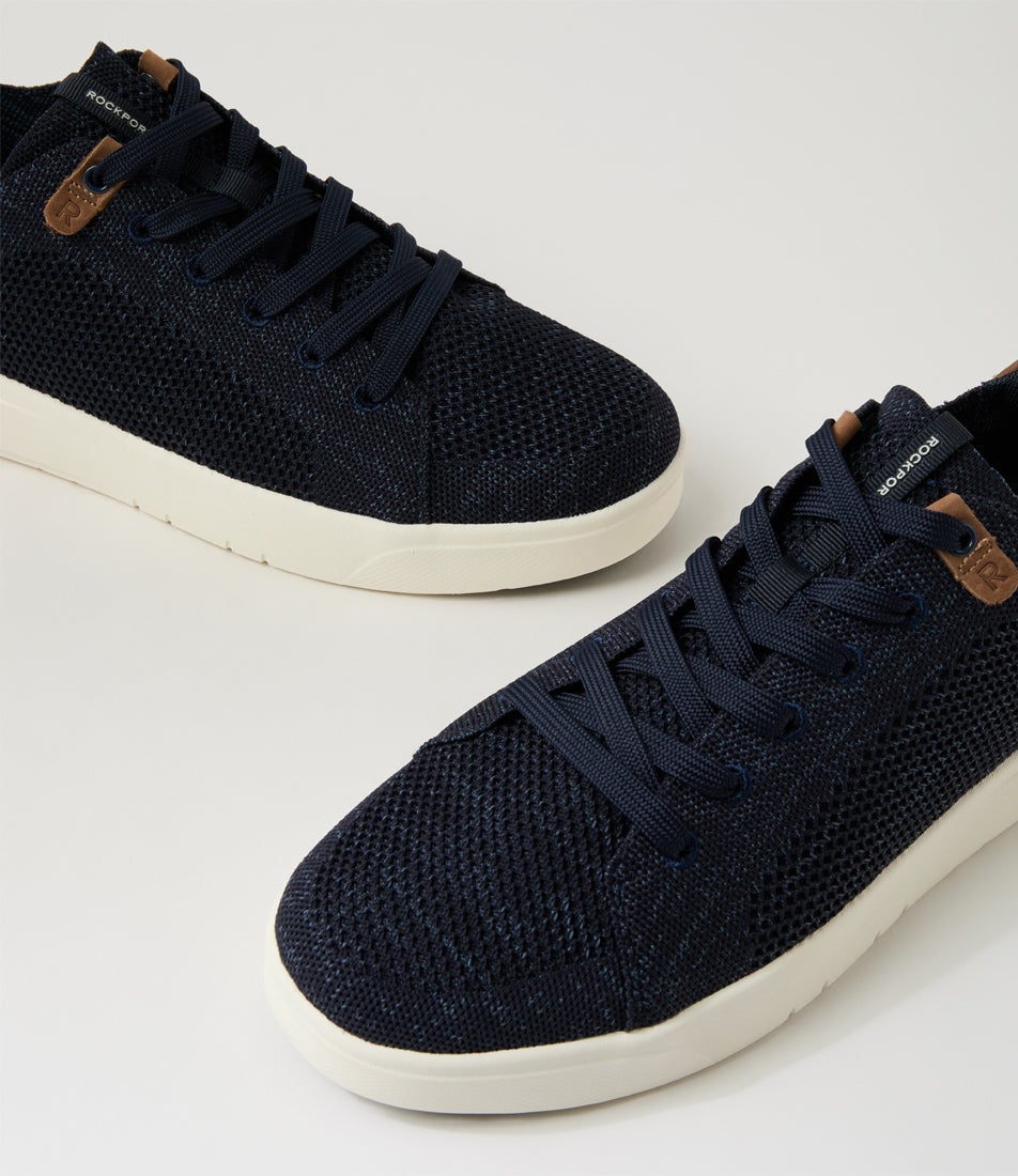 Conga Navy Fabric Lace Up Flats