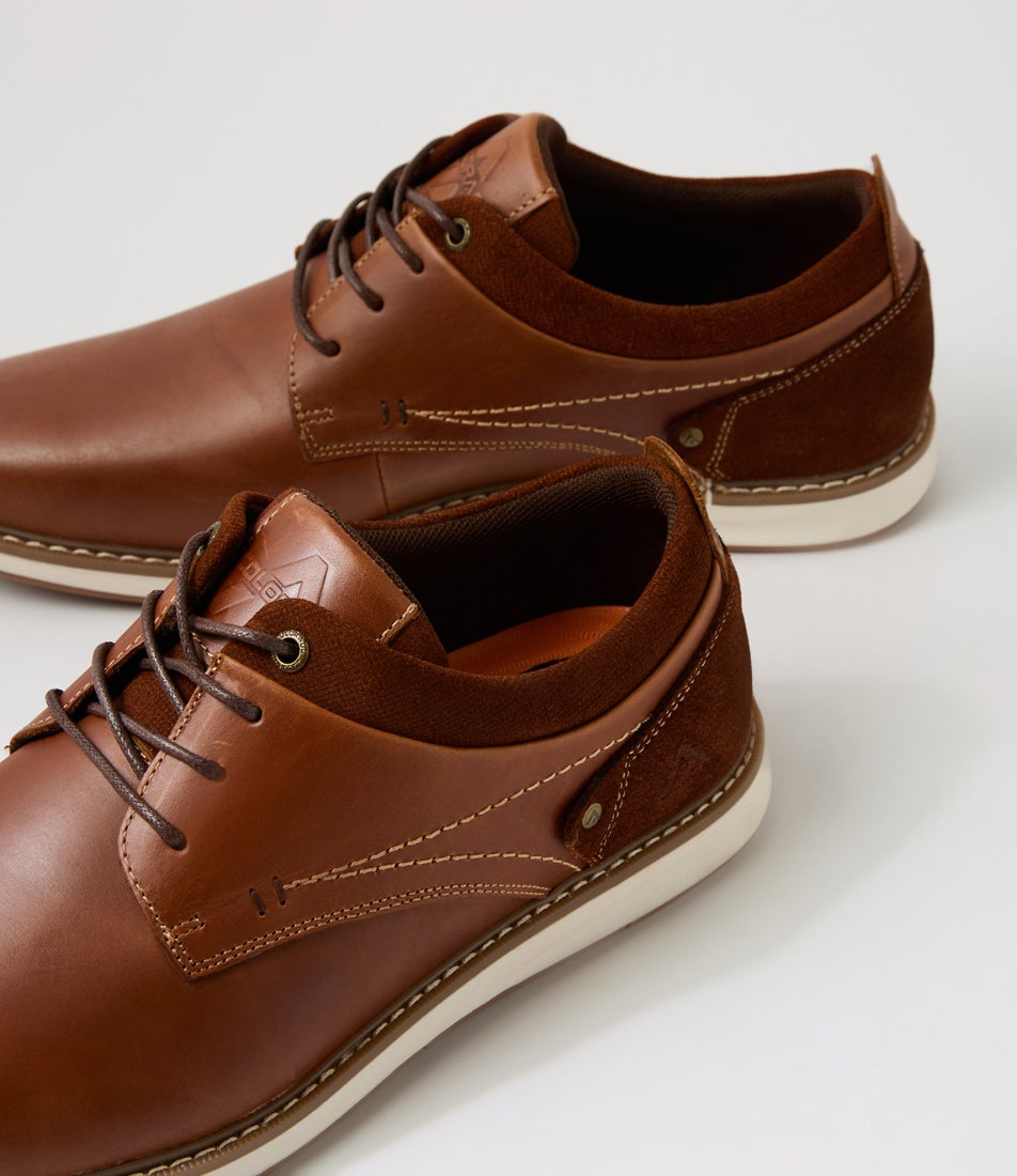 Shaggy Cognac Leather Lace Up Flats
