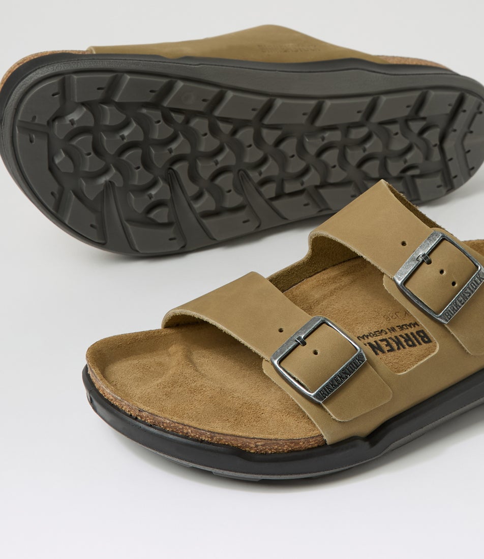 Arizona Cross Town Tabacco Brown Oiled Leather Slides