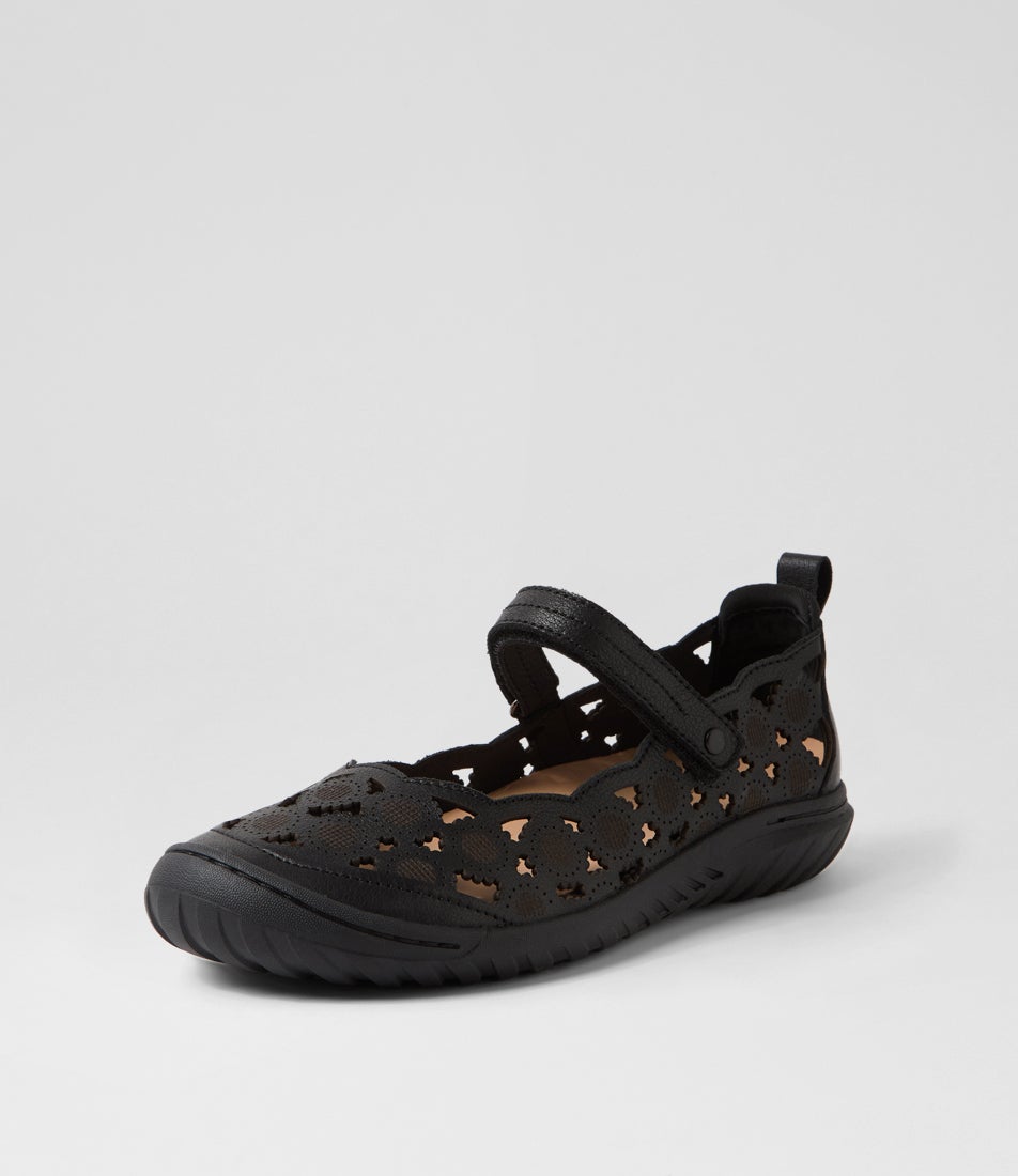 Tadaa Black Leather Flat Shoes