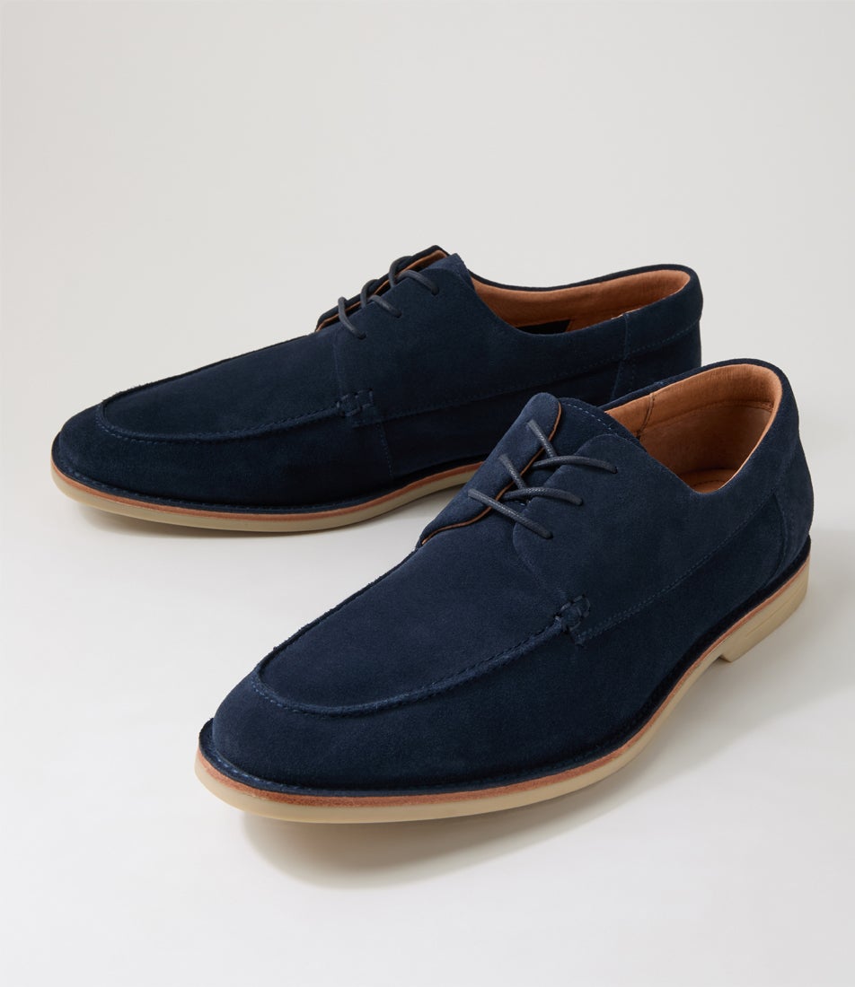Crown Navy Suede Lace Up Flats