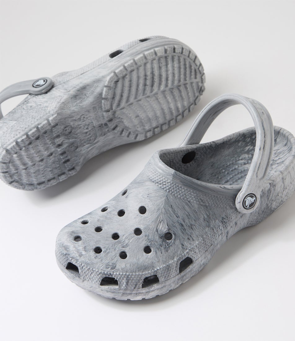 Watercolour Marbled Clog W Black White Croslite Sandals