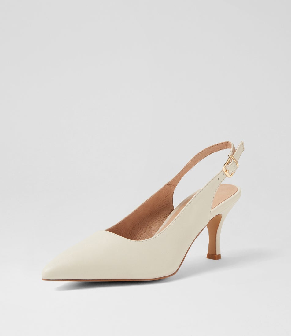 Tiyena Cream Leather Heels