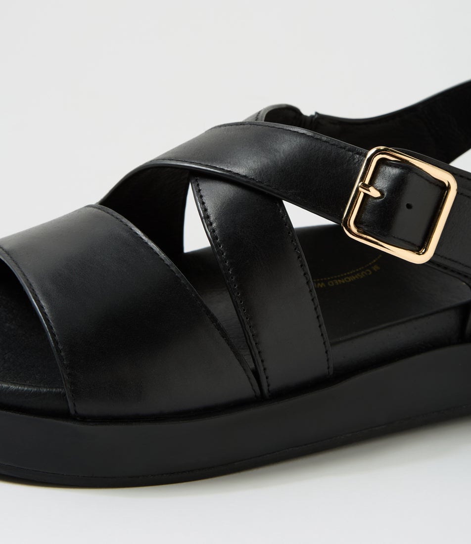 Glynice W Black Leather Sandals