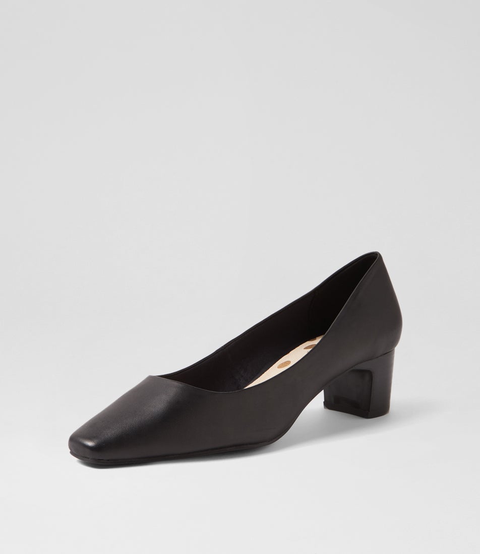 Khloes Black Leather Heels