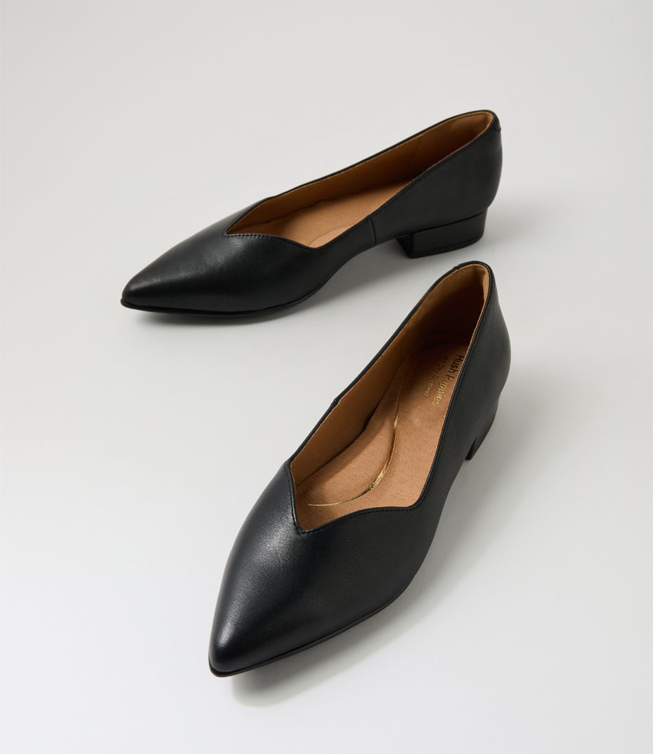 Ava Black Leather Heels