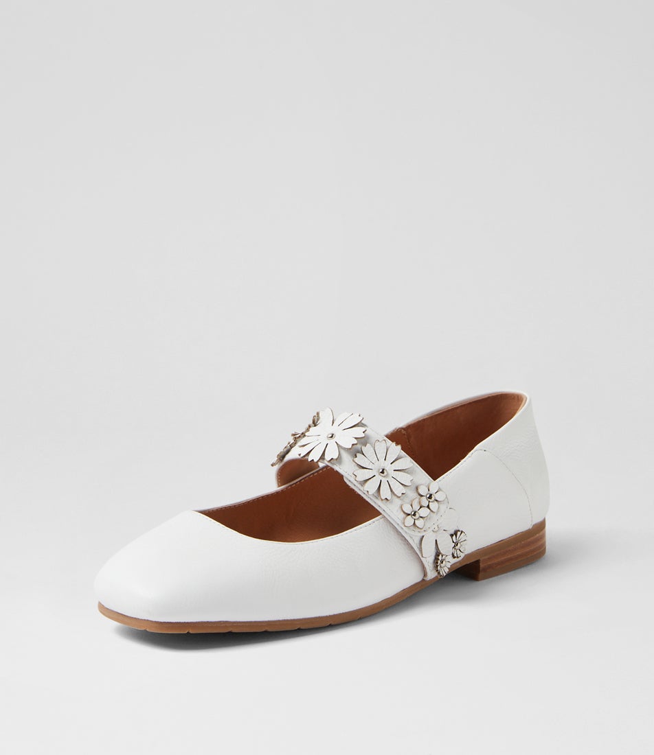 Pheasant White Leather Flat Shoes