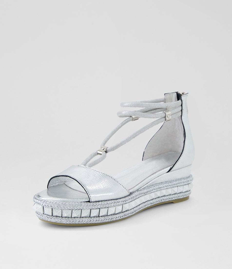 Miora Silver Print Leather Sandals