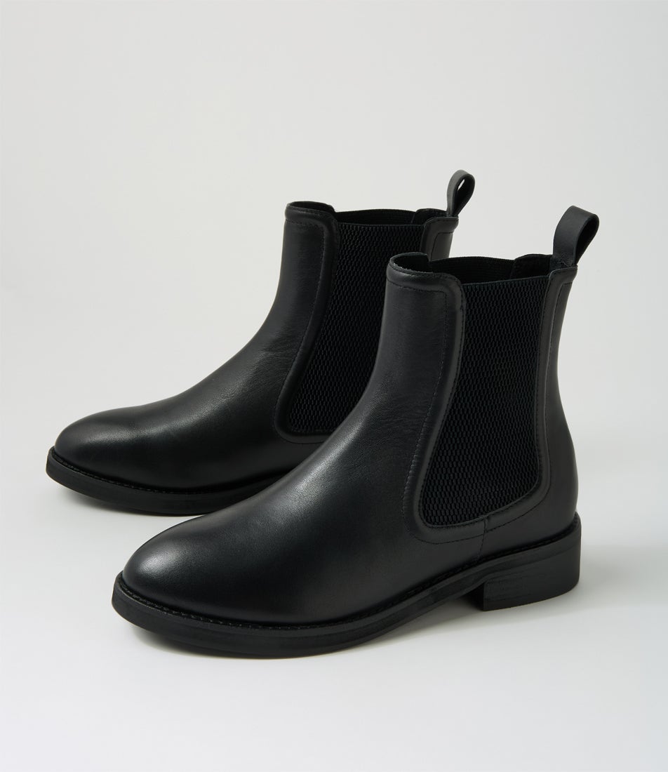 Cora Black Leather Chelsea Boots