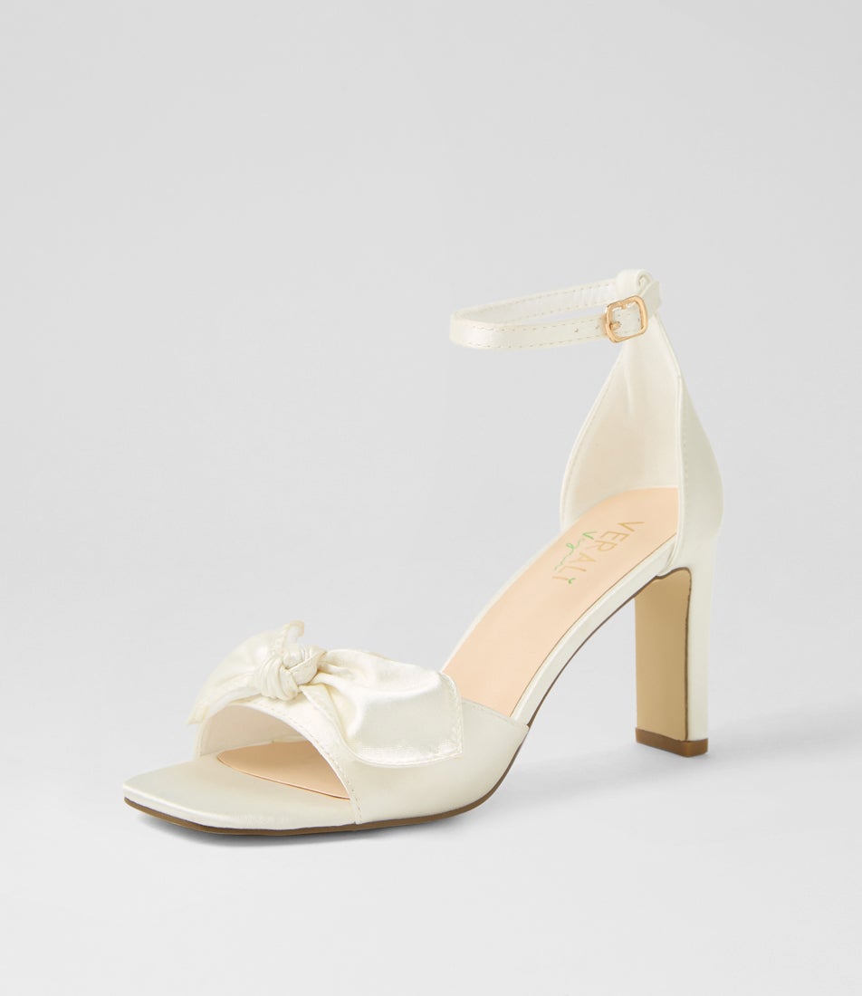 Kara White Satin Heels