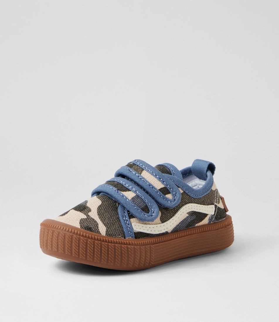 Ben Canvas Toddler Blue Camo Canvas Sneakers