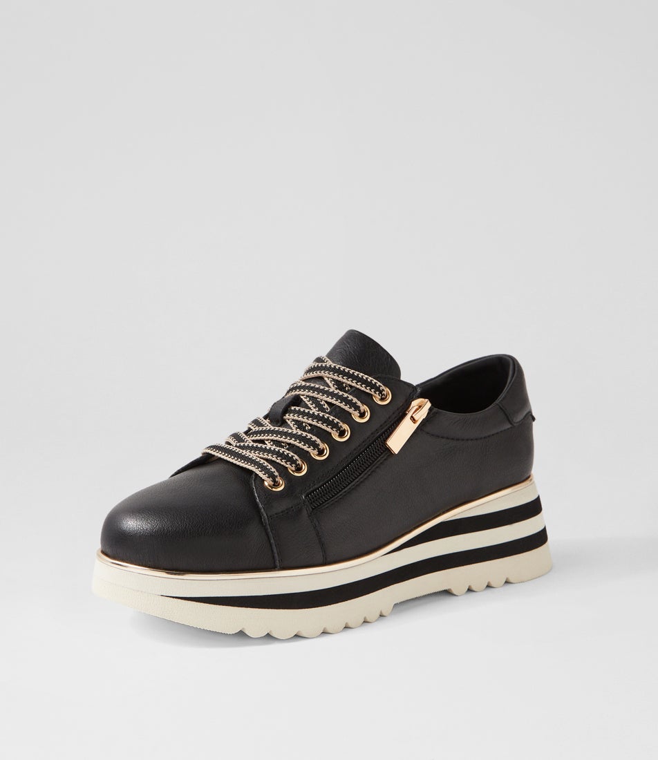 Eammes Black Milk Leather Lace Up Flats
