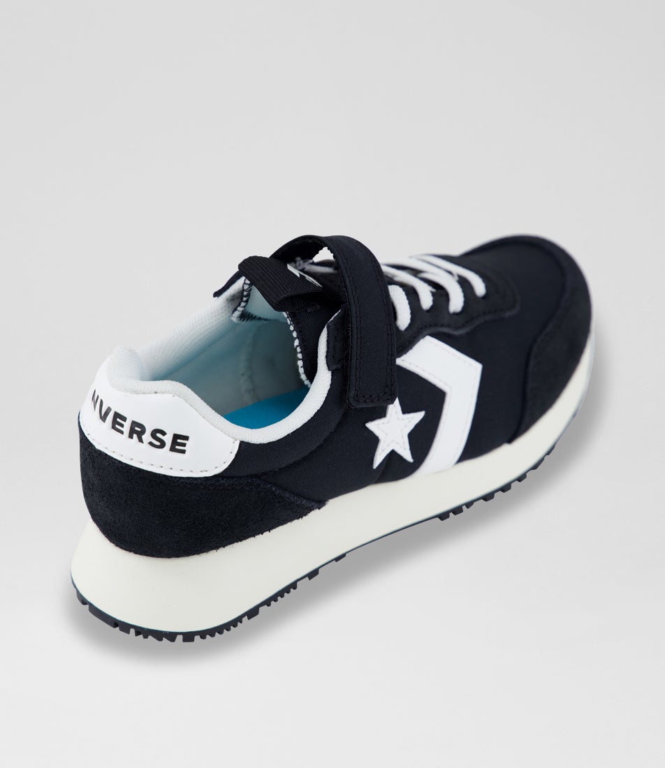 Omega Trainer Easy On Junior Black White Fabric Sneakers