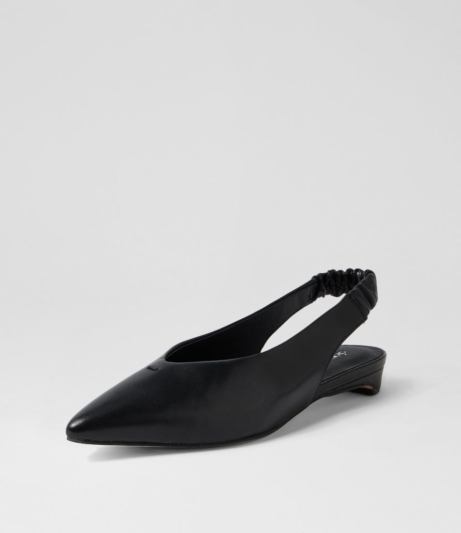 Danera Black Leather Flat Shoes