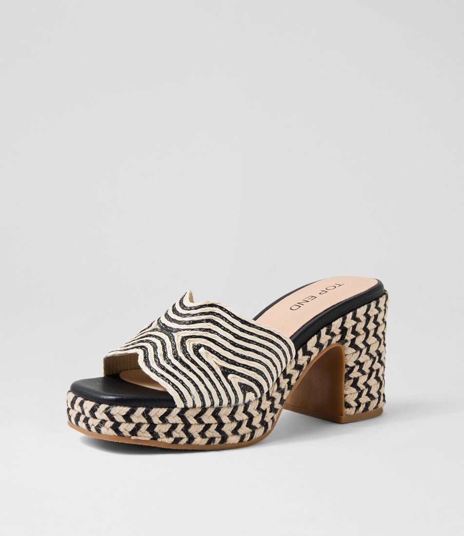 Mitchie Ivory Black Multi Fabric Sandals Mitchie Ivory Black Multi Fabric Sandals
