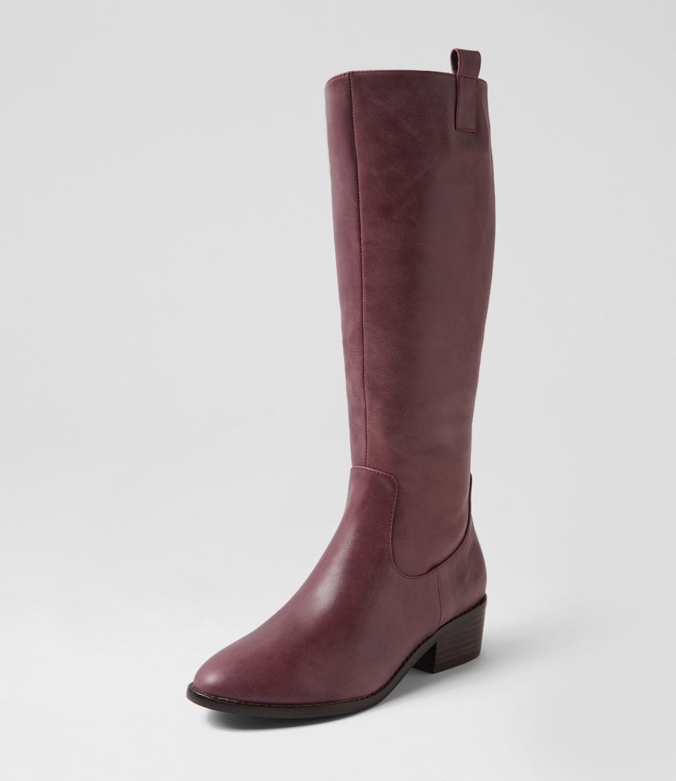 Giddy Plum Leather Knee High Boots