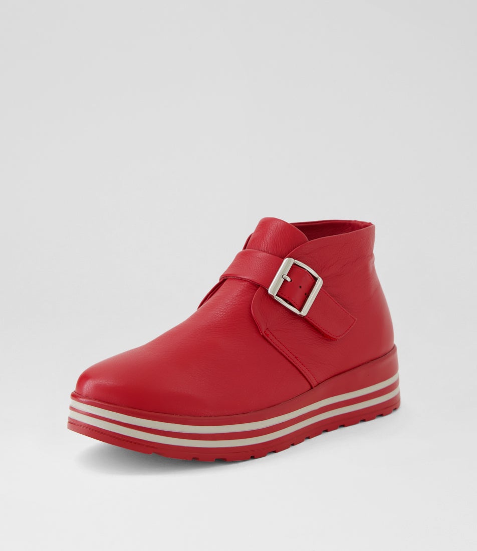 Vumba Xf Dark Red Leather Ankle Boots