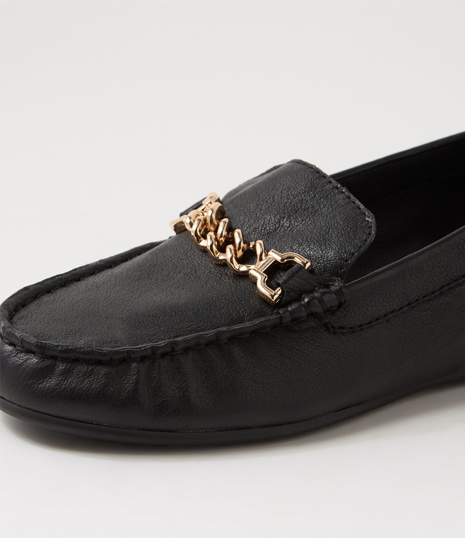 Eroll Black Leather Flat Shoes