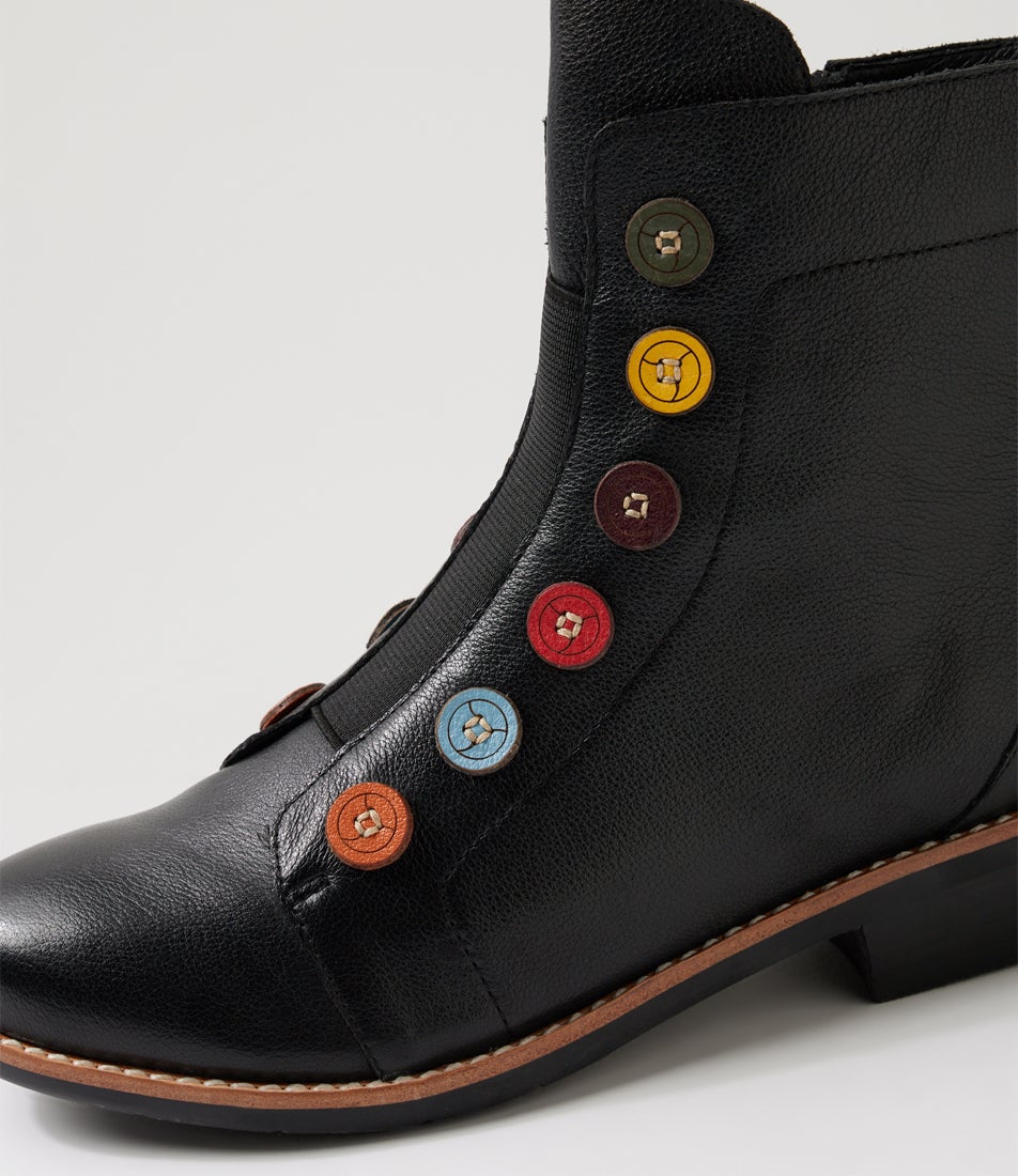 Lemuel Black Multi Leather Ankle Boots