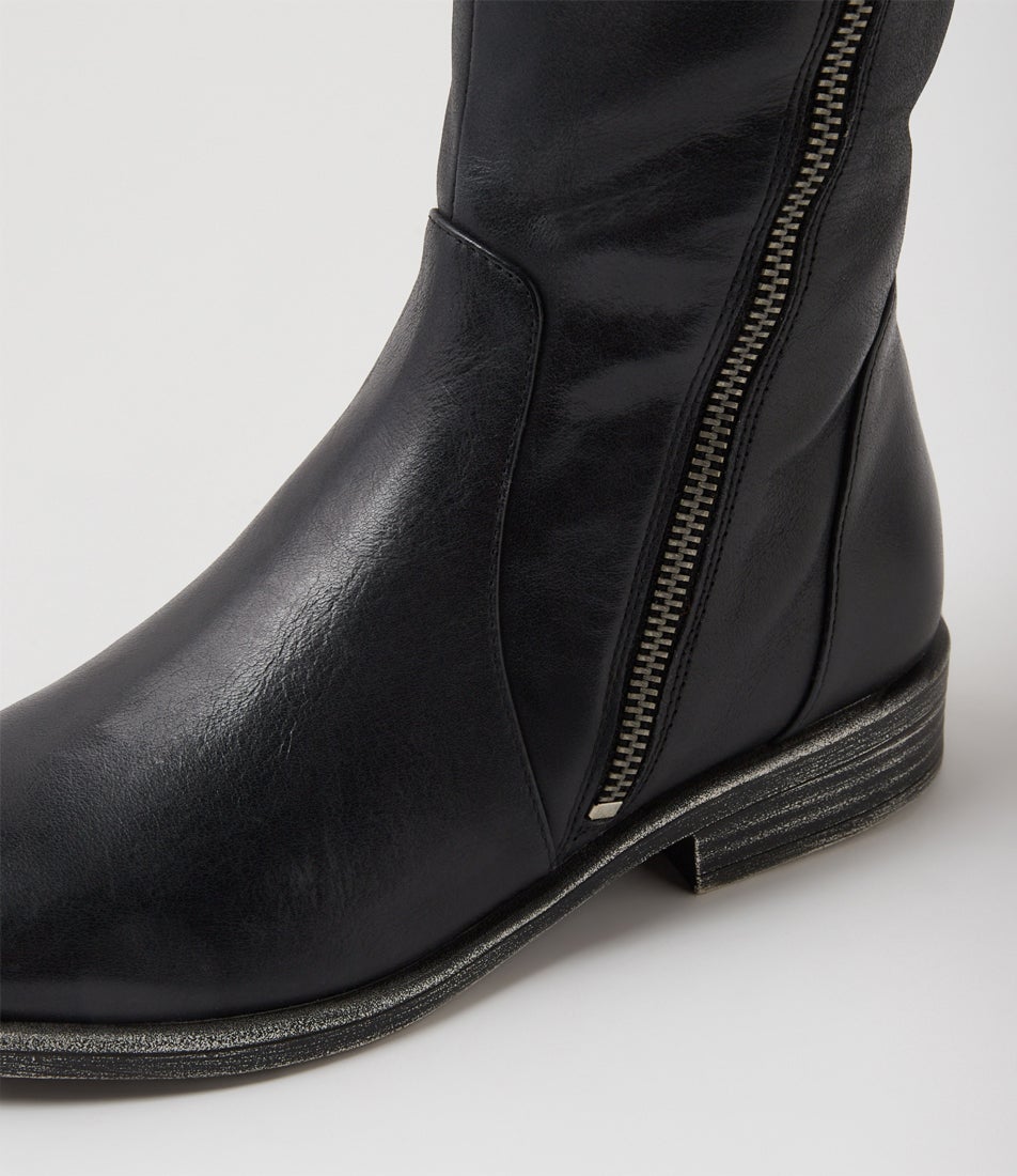 Malachi Black Leather Knee High Boots