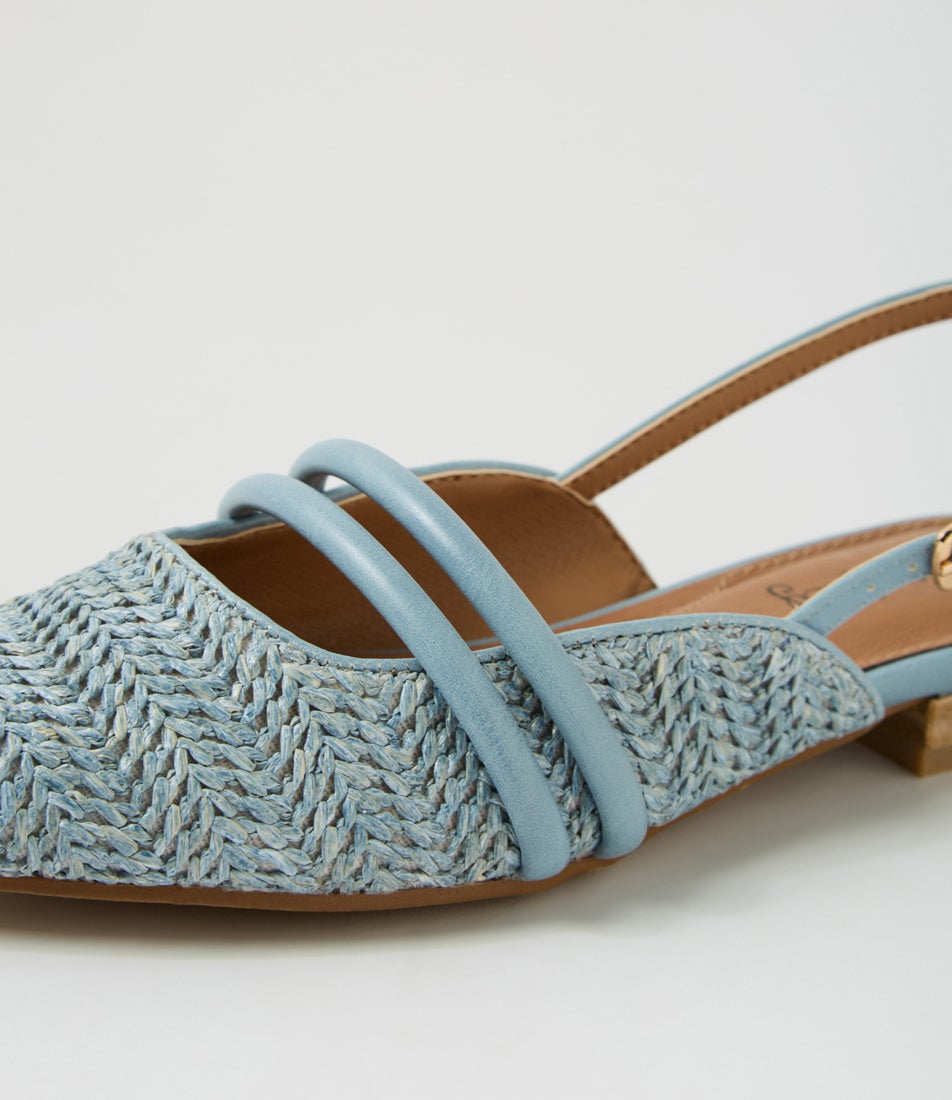 Antees Denim Synthetic Raffia Flat Shoes Antees Denim Synthetic Raffia Flat Shoes