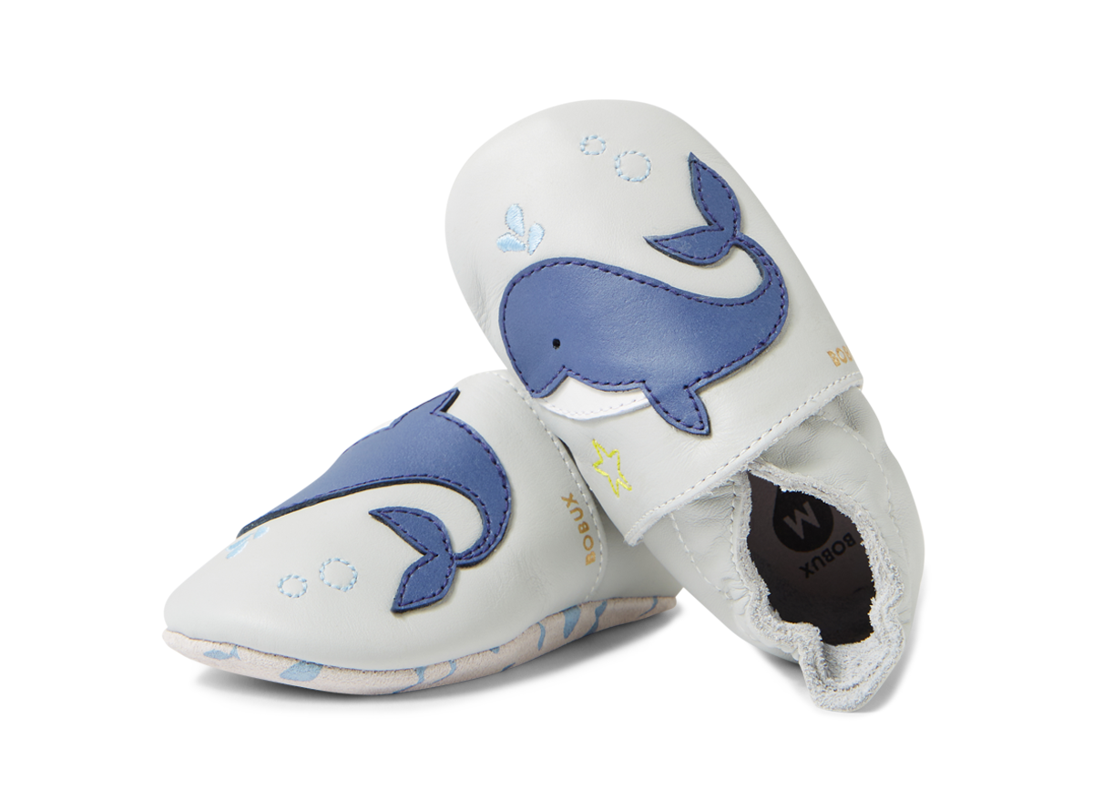 Ss Blue Whale Dawn Blue Leather Flat Shoes