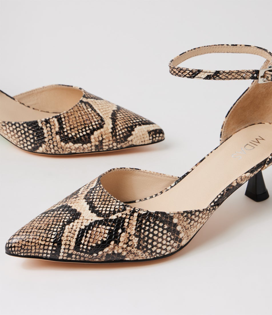 Vipera Latte Snake Leather Heels