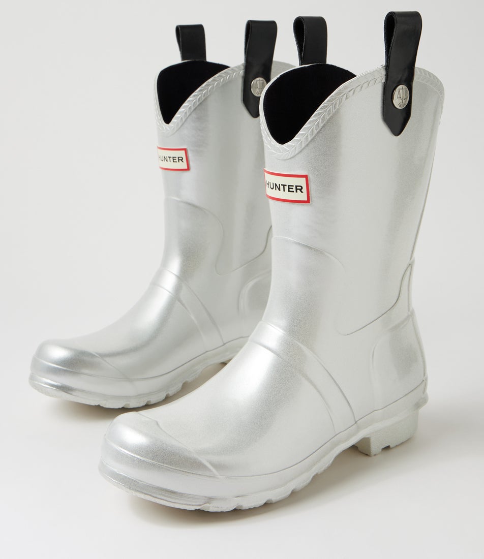 Original Cowboy Silver Rubber Ankle Boots