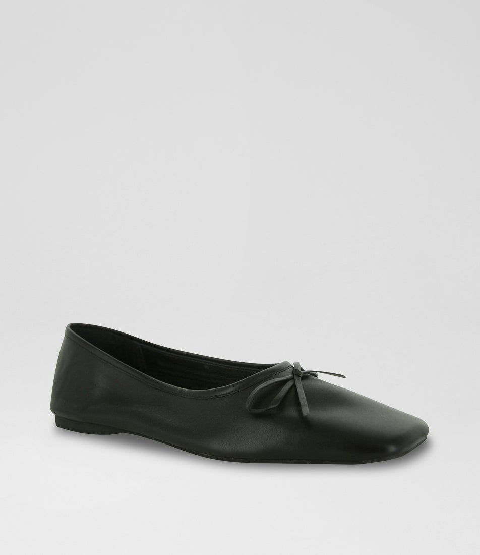 Becca V Ebony Leather Ballet Flats