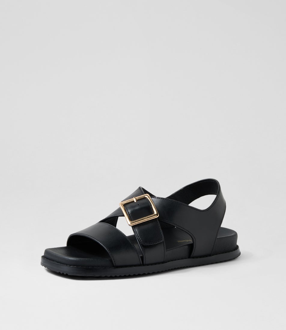 Reve Black Leather Sandals