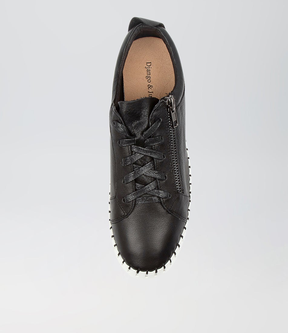 Bump Black White Sole Leather Sneakers