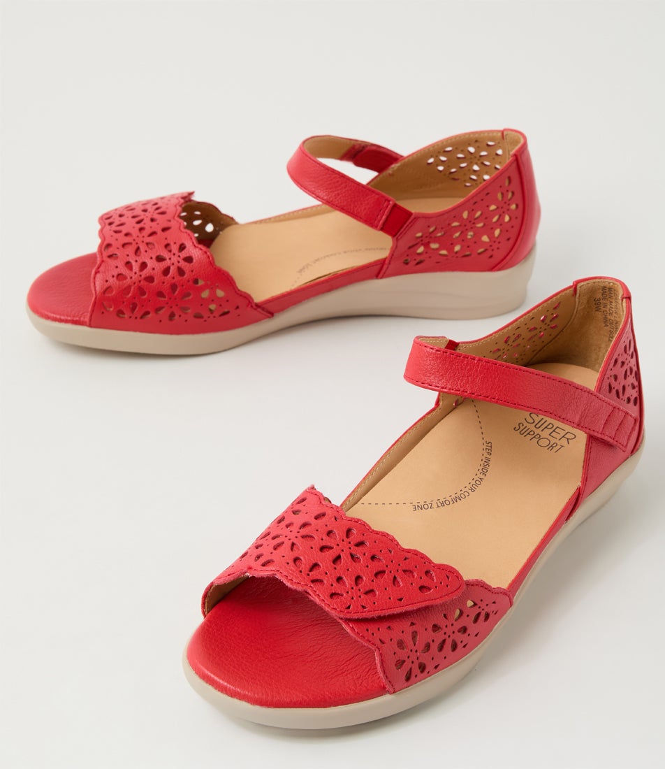 Dusty W Red Almond Leather Sandals