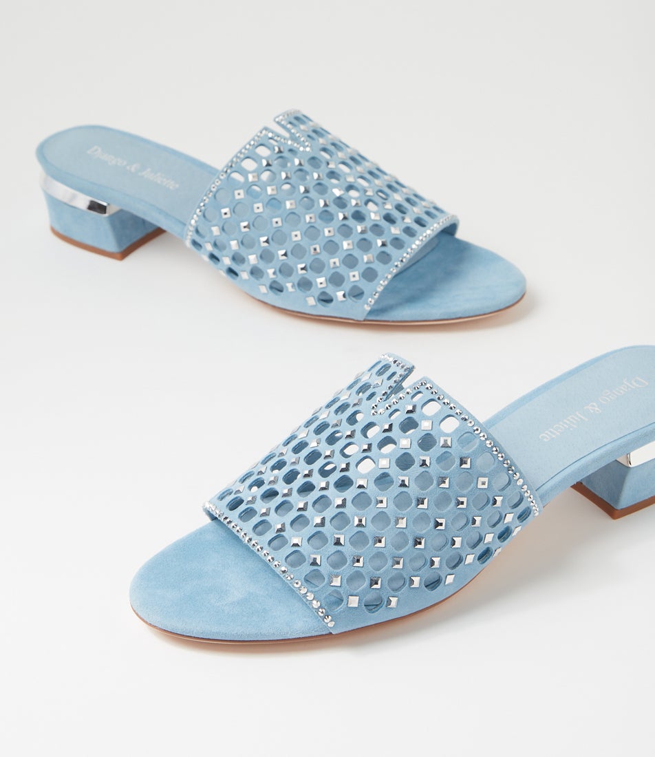 Tropics Denim Silver Suede Jewels Sandals