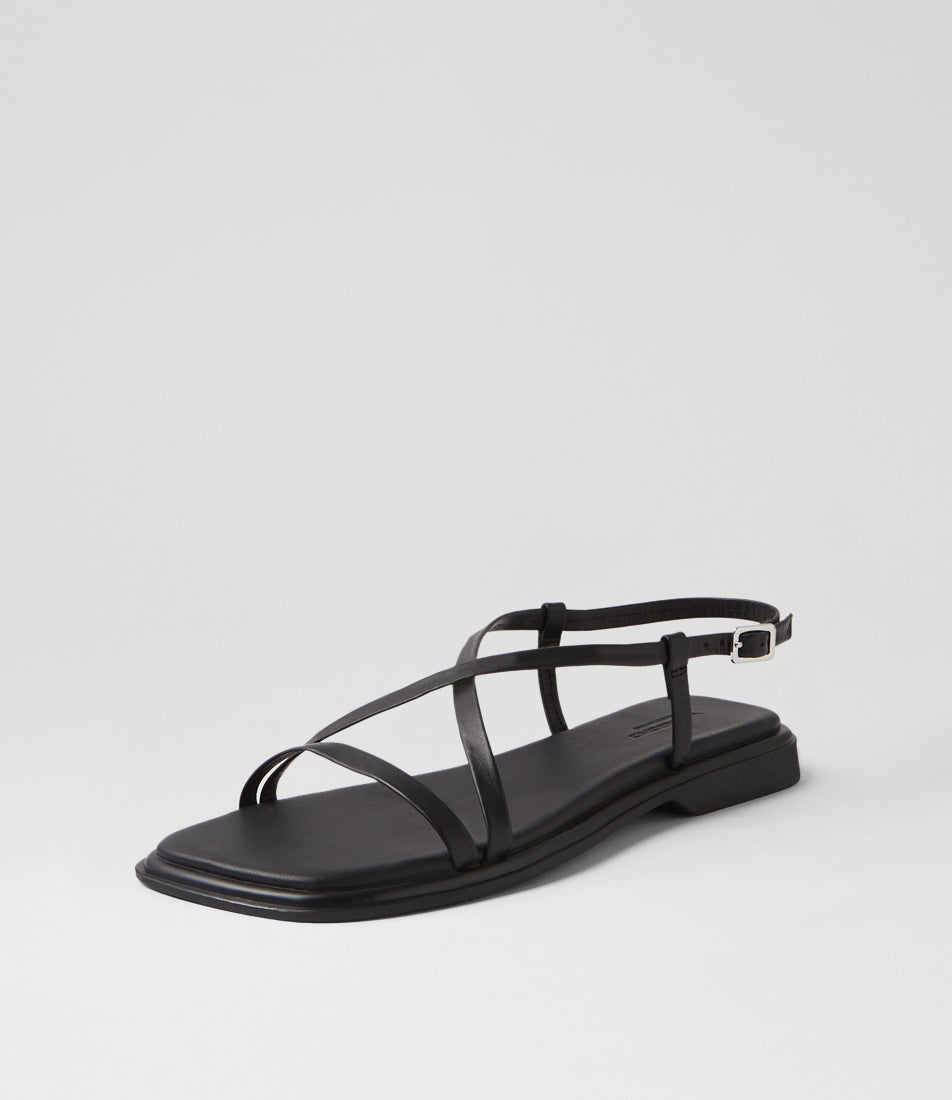 Izzy Black Leather Sandals