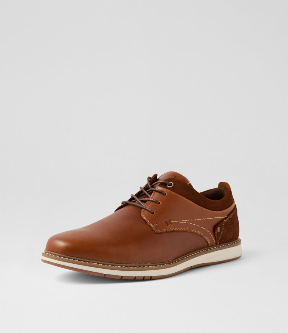Shaggy Cognac Leather Lace Up Flats