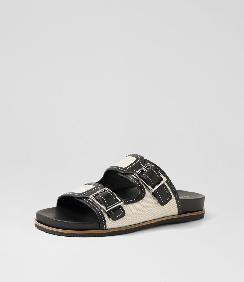 Theatre Black Bone Leather Slides