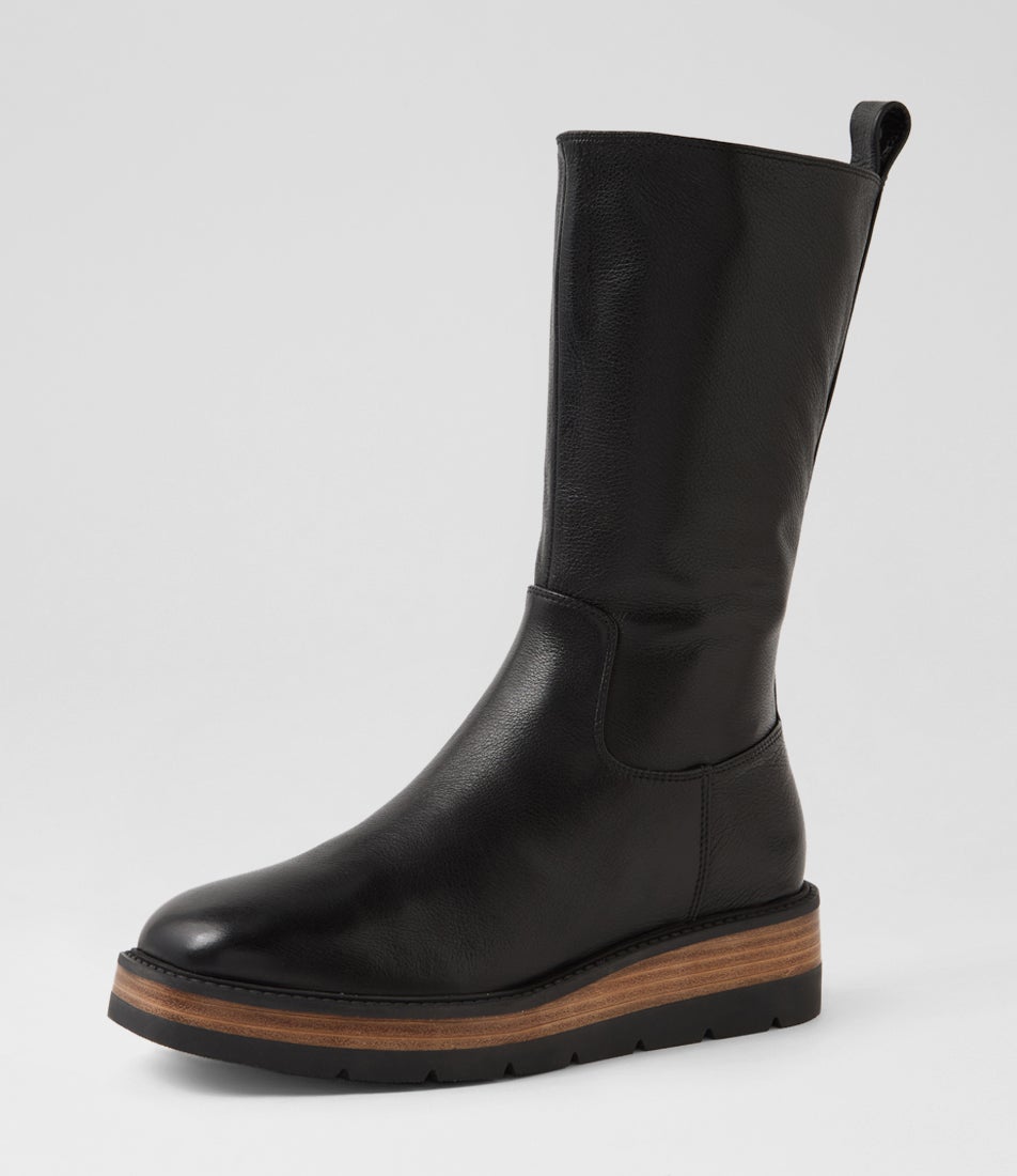 Tolga Black Natural Leather Calf Boots