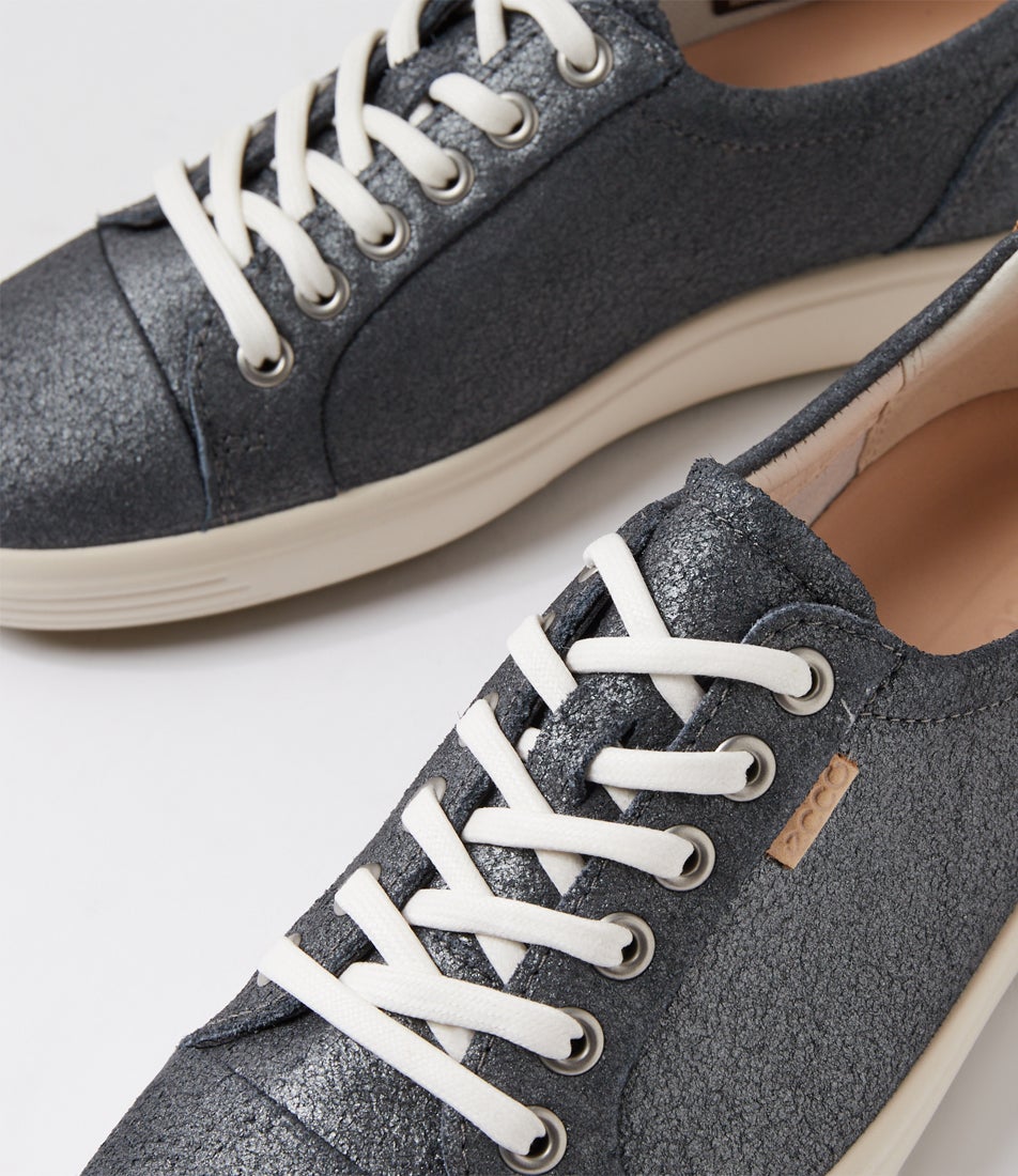 430003 Soft 7 W Silver Heavy Leather Sneakers