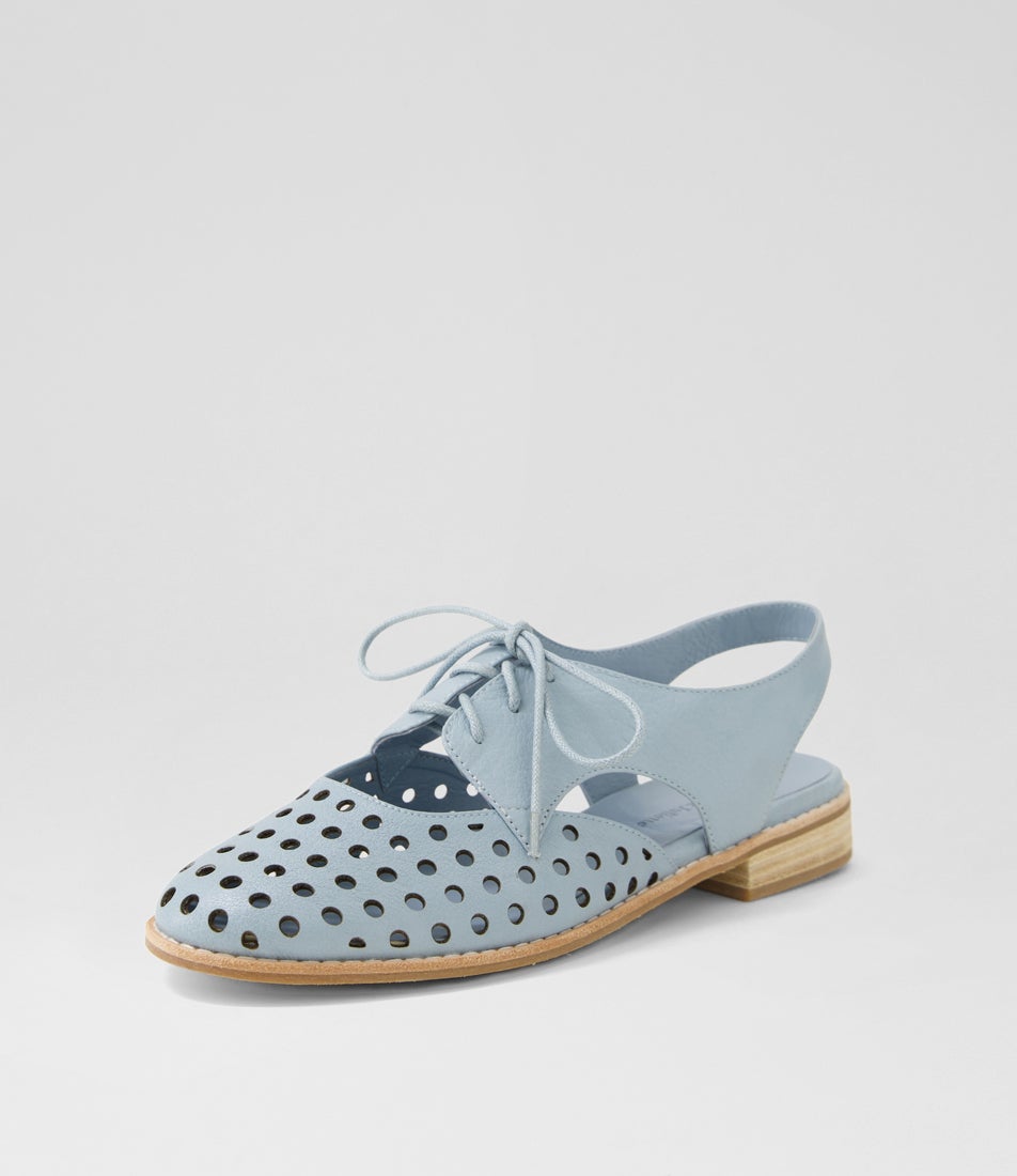 Aven Denim Leather Lace Up Flats