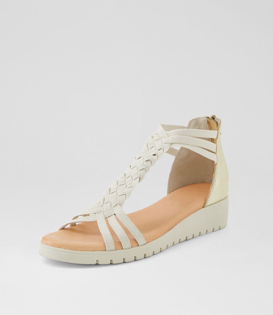 Many Pale Gold Almond Fabric Sandals