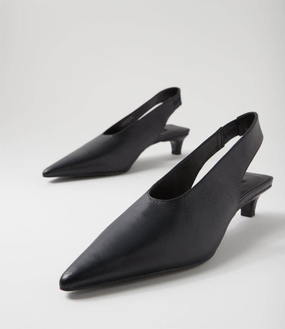 Hayden I Ebony Leather Heels