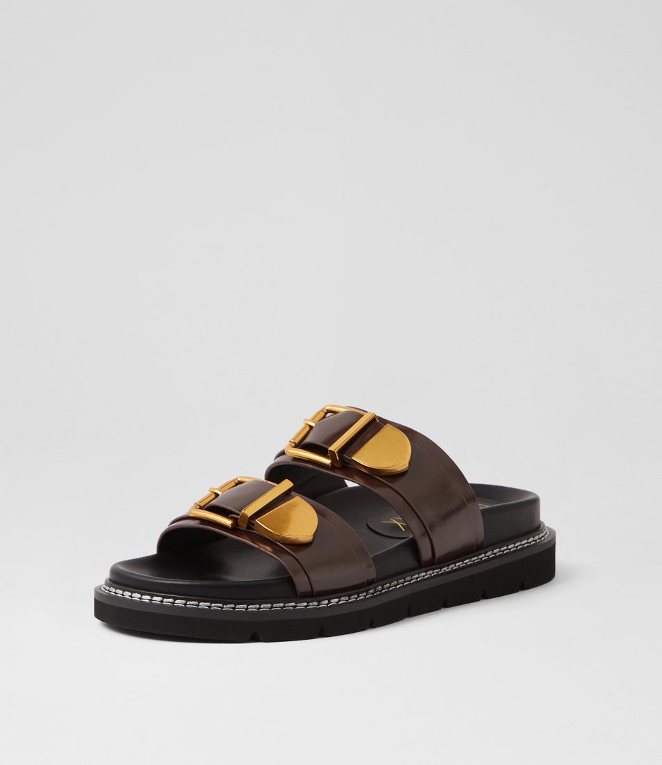 Complex Choc Leather Slides