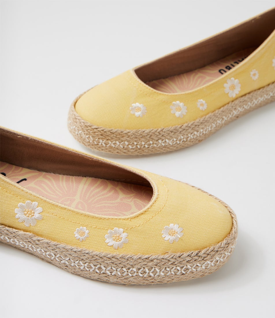 Benita Butter Yellow Canvas Espadrilles