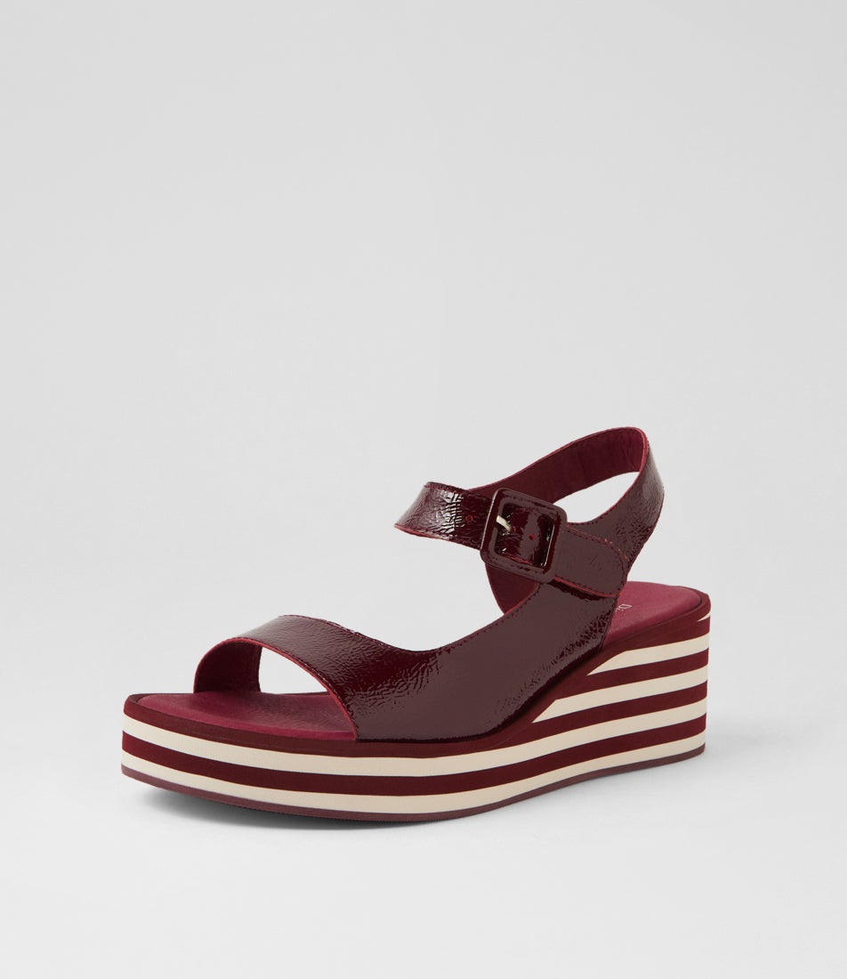 Figg Wine Wrinkle Patent Sandals