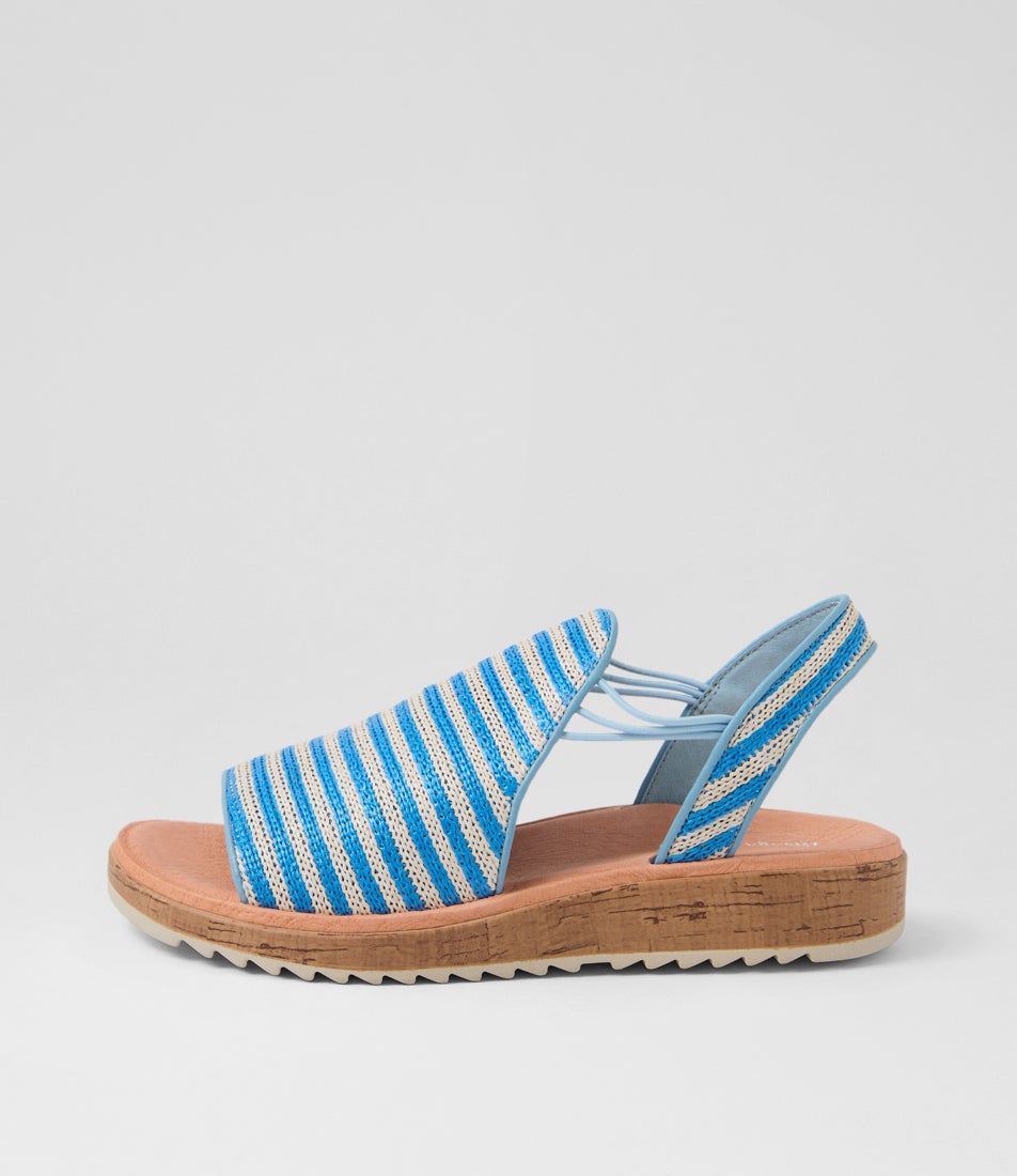 Oarliss Blue Stripe Fabric Sandals