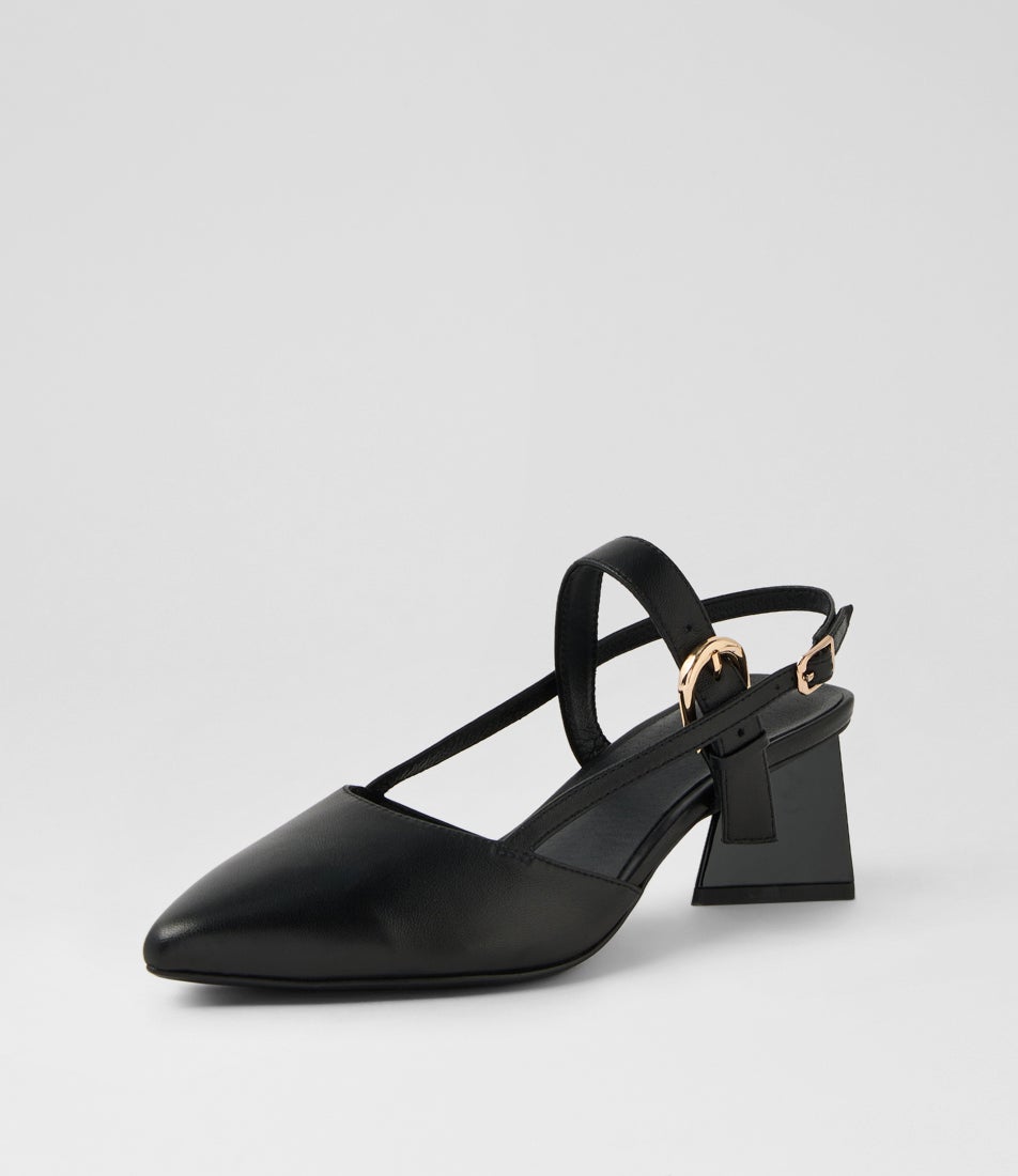 Ivys Black Leather Heels