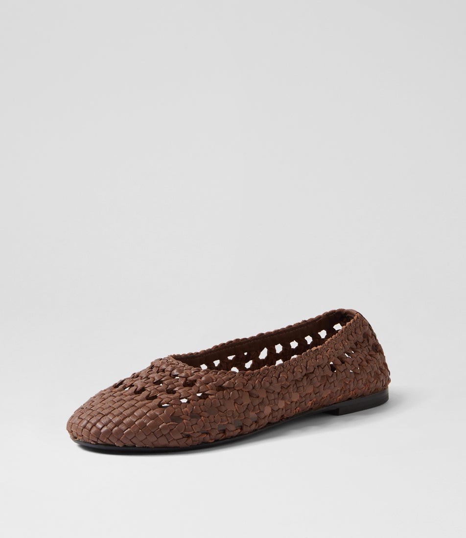 Greene Ballet Cocoa Weave Leather Ballet Flats
